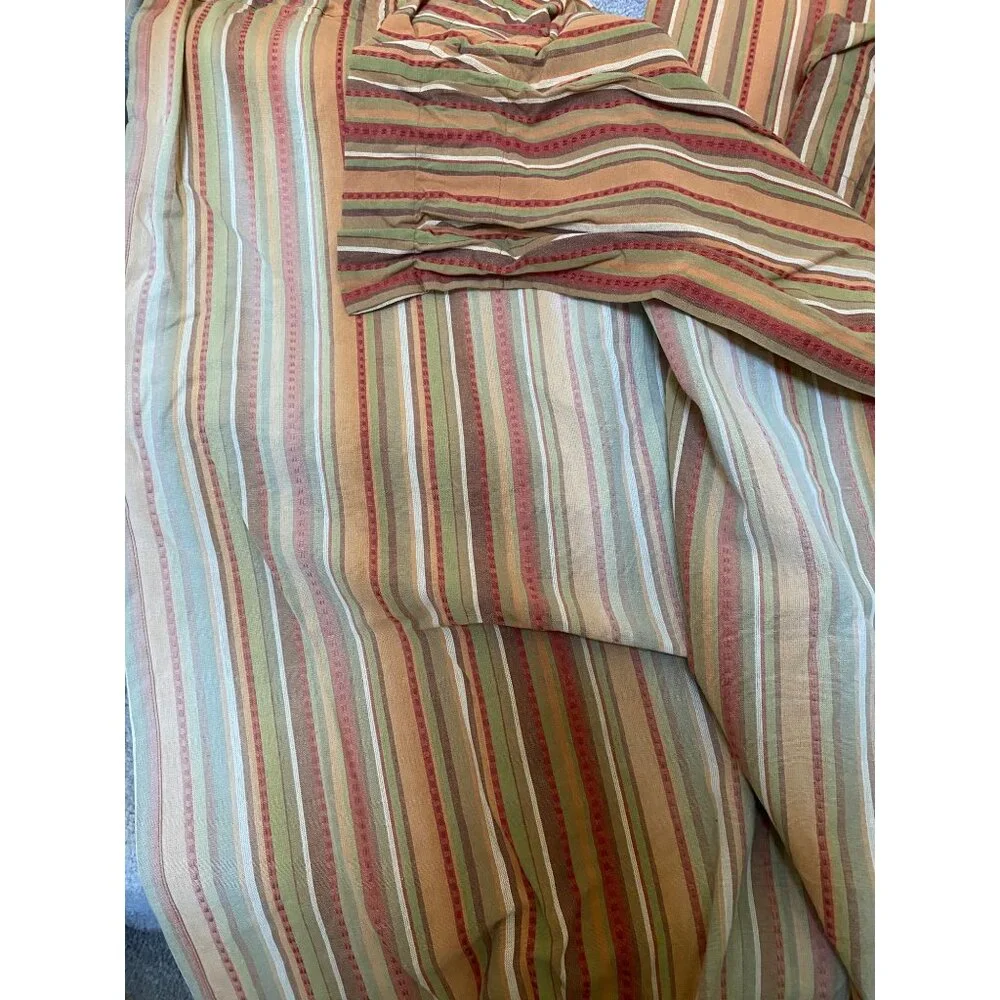 Park B Smith Tuscany striped orange tab top drapery panels cotton embroidered 83